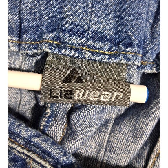 90s Liz Wear Liz Claiborne Lace-Up Back Denim Maxi Skirt Button Front Boho Prari - Picture 3 of 11